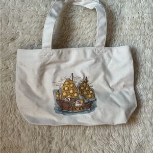 Canvas Tote Bag with Yellow Sailboat Print
